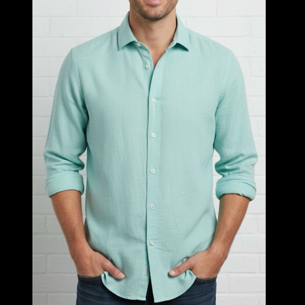 J.Crew Ludlow Men's Teal Button-Up Shirt Size L Long Sleeve Casual